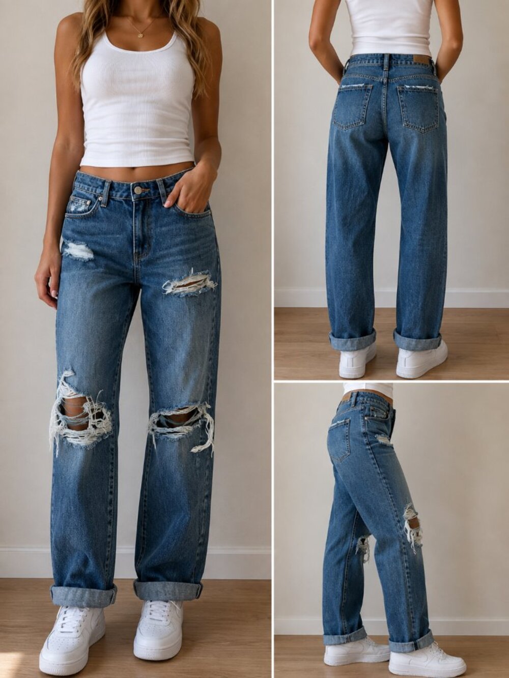 Garage Distressed Boyfriend Jeans Light Wash Denim | Size 5